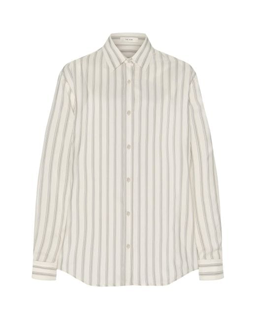 The Row White Eirlys Silk Stripe Shirt