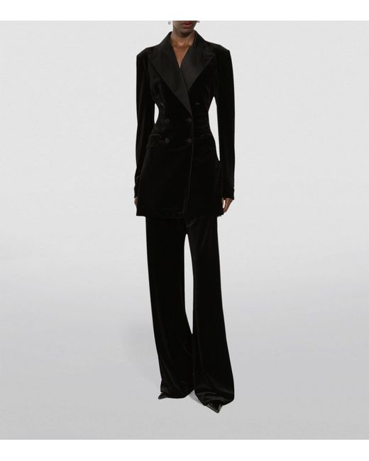 Dolce & Gabbana Black Velvet Double-breasted Blazer