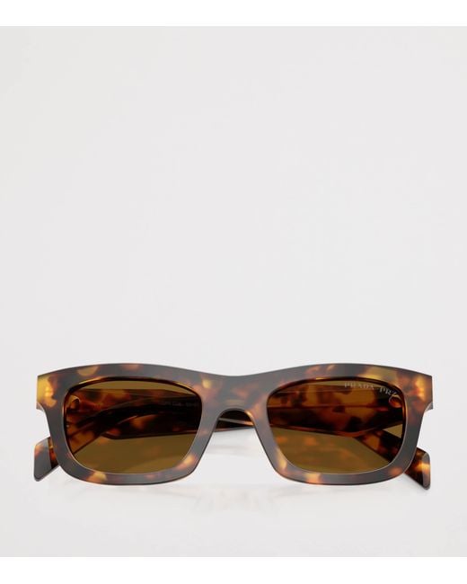 Prada Brown Acetate Rectangular Sunglasses