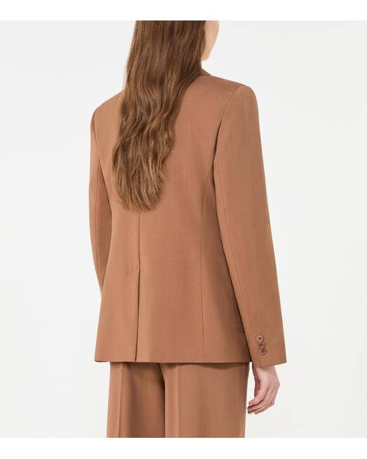 Weekend by Maxmara Brown Virgin Wool Double-Breasted Blazer