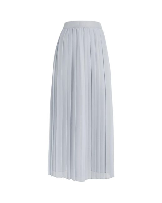 Eleventy White Pleated Midi Skirt