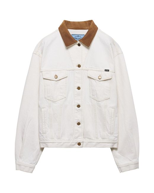 Prada White Blouson Denim Jacket