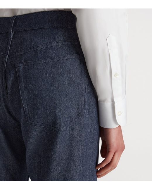 Dunhill Blue Wool-Blend Denim Trousers for men