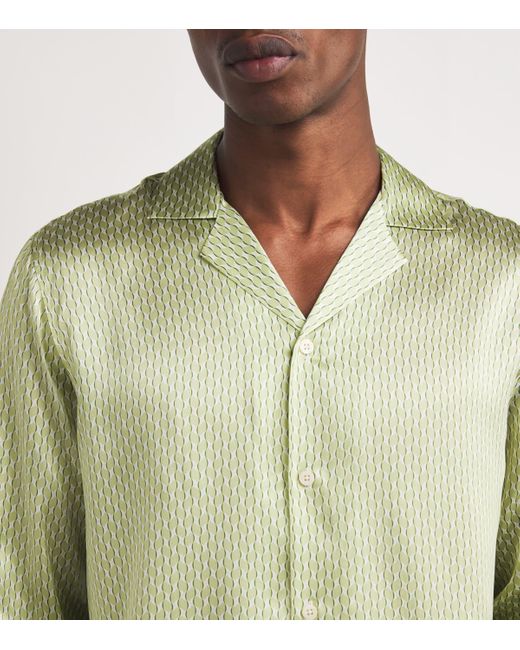 Frescobol Carioca Green Silk Copa Print Safra Shirt for men