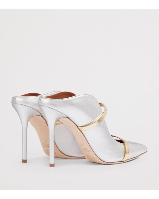 Malone Souliers White Metallic Leather Maureen Mules 100