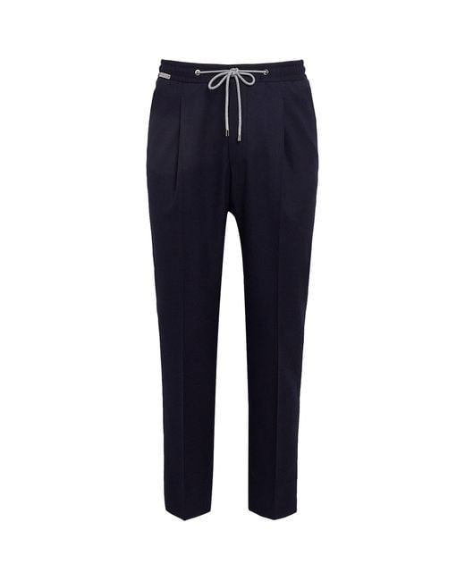 Corneliani Blue Virgin Wool Drawstring Trousers for men