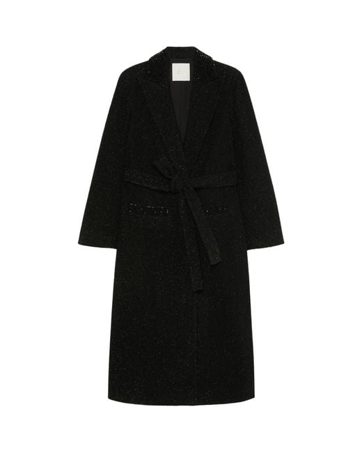 Marina Rinaldi Black Longline Belted Coat