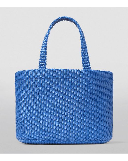 Jimmy Choo Blue Mini Woven Beach Tote Bag