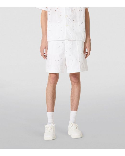 Valentino Garavani White Cotton-blend Bermuda Shorts for men