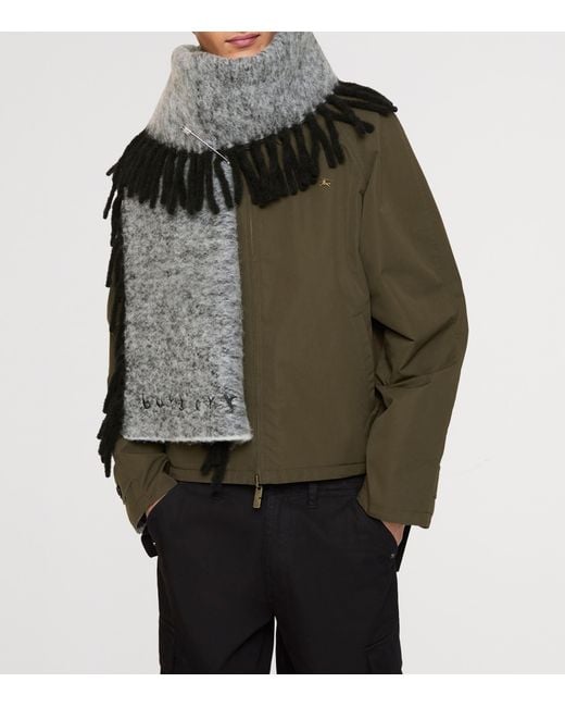 Burberry Black Alpaca Wool-Blend Happy Scarf