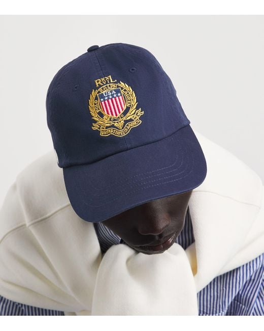 Polo Ralph Lauren Blue Cotton Twill Usa Crest Baseball Cap for men