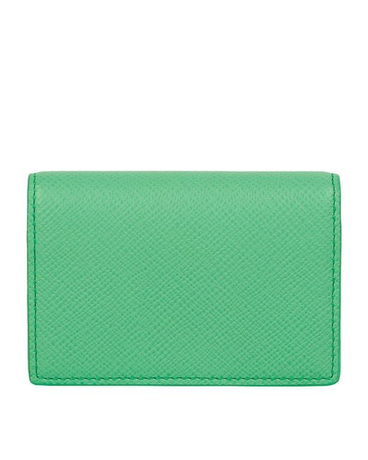 Smythson Green Leather Panama Folded Card Holder