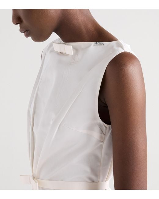 Prada White Silk Faille Midi Dress