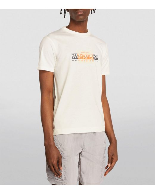 Napapijri White Cotton Graphic T-shirt for men