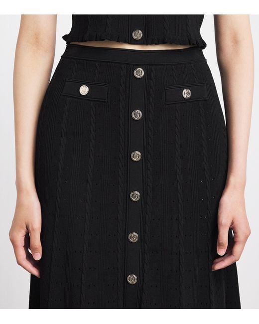 Sandro Black Knitted Button-Front Maxi Skirt