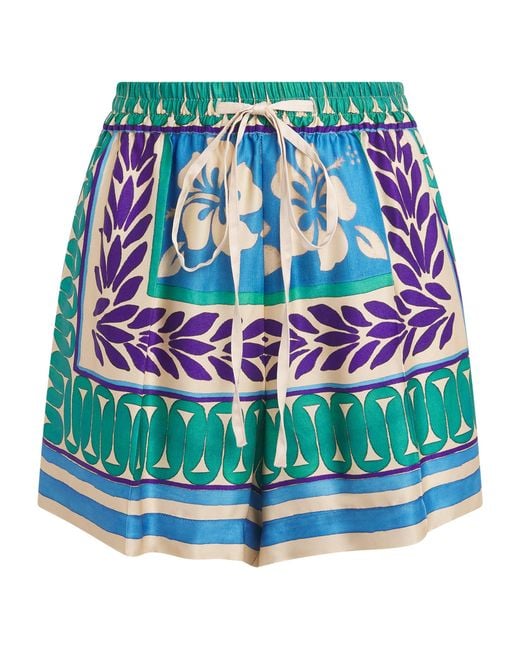 Sandro Blue Floral Drawstring Shorts