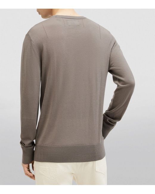 AllSaints Gray Merino Wool Mode Sweater for men