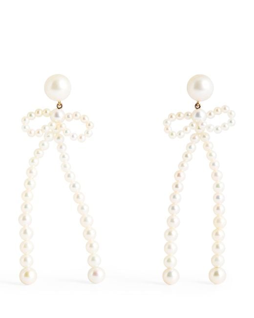 Sophie Bille Brahe White And Freshwater Pearl Bow Rosette Earrings