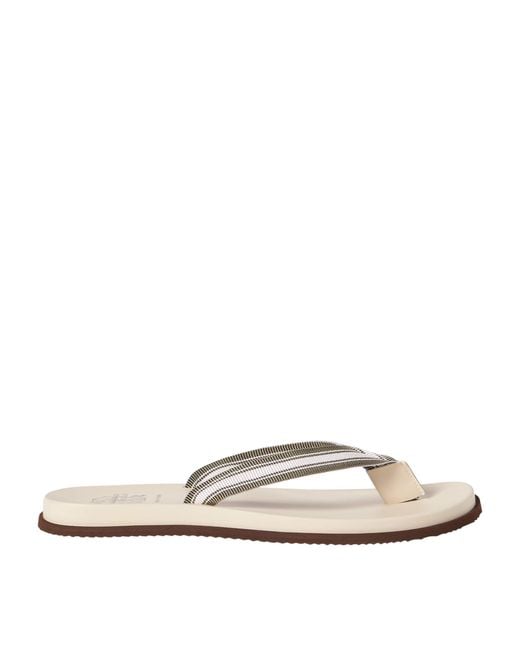 Brunello Cucinelli White Leather Logo Flip Flops for men