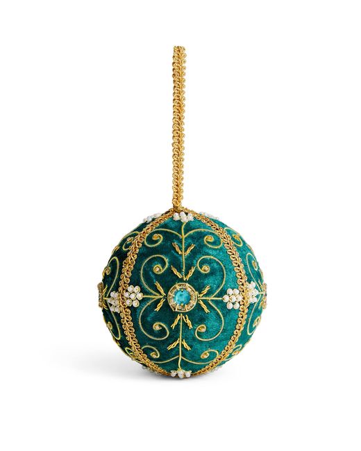 Harrods Green Velvet Embellished Bauble