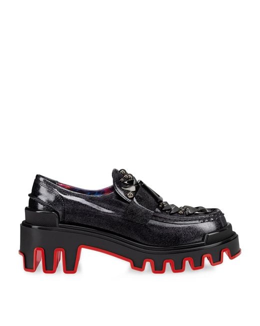 Christian Louboutin Black X Marvel The Amazing Loubi Patent Leather Loafers