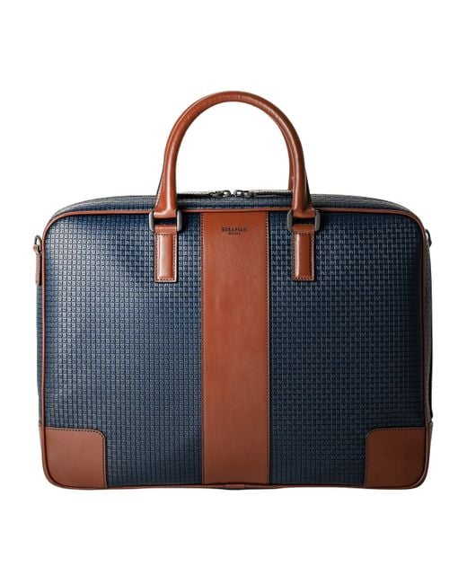 Serapian Blue Stepan 72 Slim Briefcase for men
