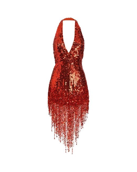 Dolce & Gabbana Red Sequinned Mini Dress