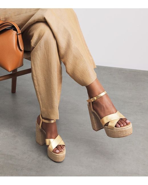 Gianvito Rossi Metallic Nappa-Raffia Bebe Platform Sandals 70