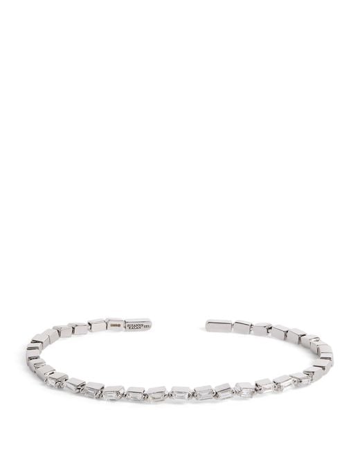Suzanne Kalan White And Diamond Thin Bold Bangle