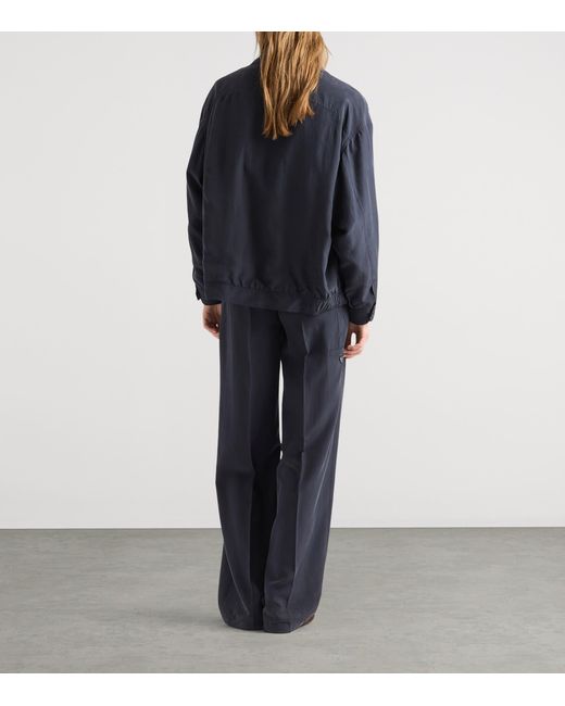 Prada Blue Silk Bomber Jacket