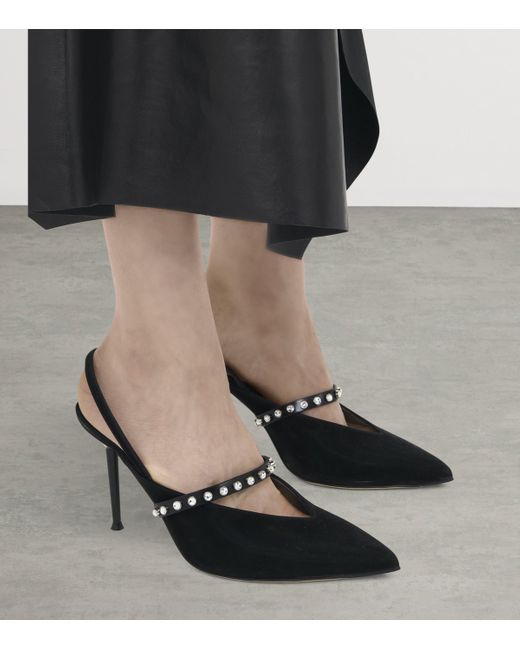 Alexander McQueen Black Nylon Revel Slingback Heels 90