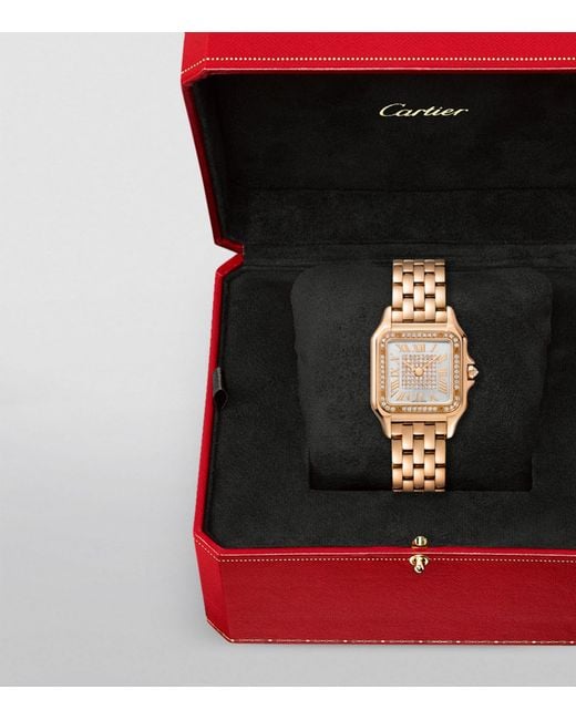 Cartier Metallic Medium Rose Gold And Diamond Panthère De Watch 26.7mm