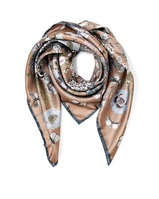 Aspinal Metallic Silk Printed Square Scarf