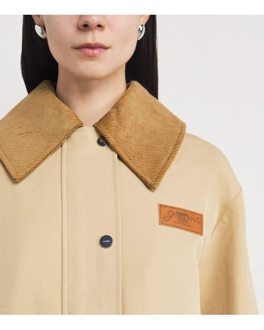 Ganni Natural Woven Twill Midi Jacket