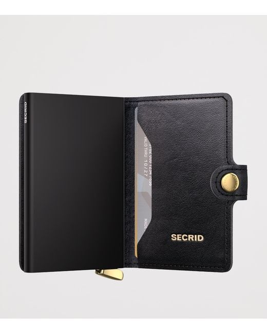 Secrid Black Leather Diamond-Embossed Miniwallet for men
