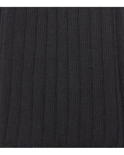 Falke Black Stretch-Cotton Ribbed Socks