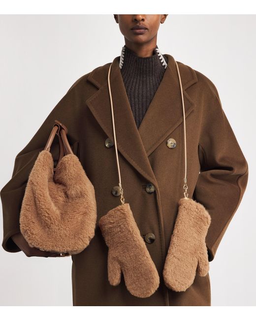 Max Mara White Camel-Silk Gloves