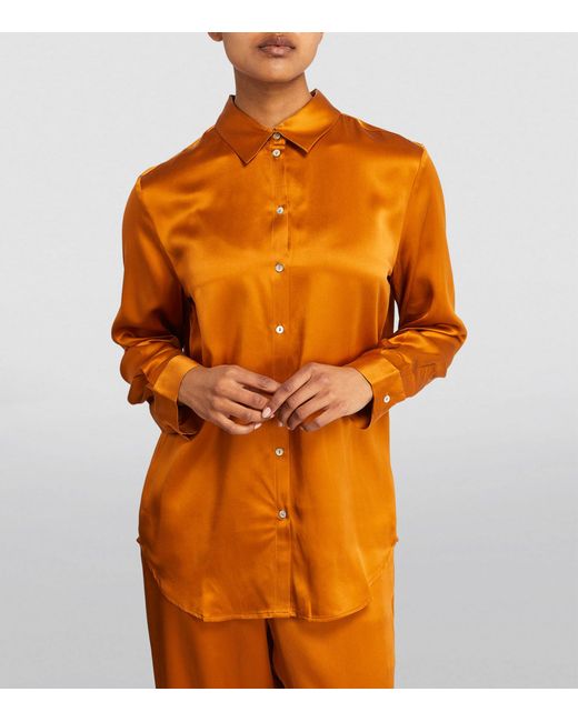 Asceno Orange Silk London Pyjama Shirt