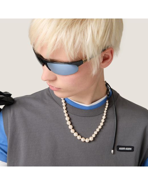 Miu Miu Gray Cotton Layering T-Shirts