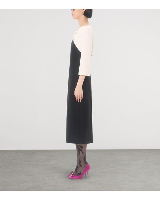 Valentino Black Wool-Silk Crepe Midi Dress