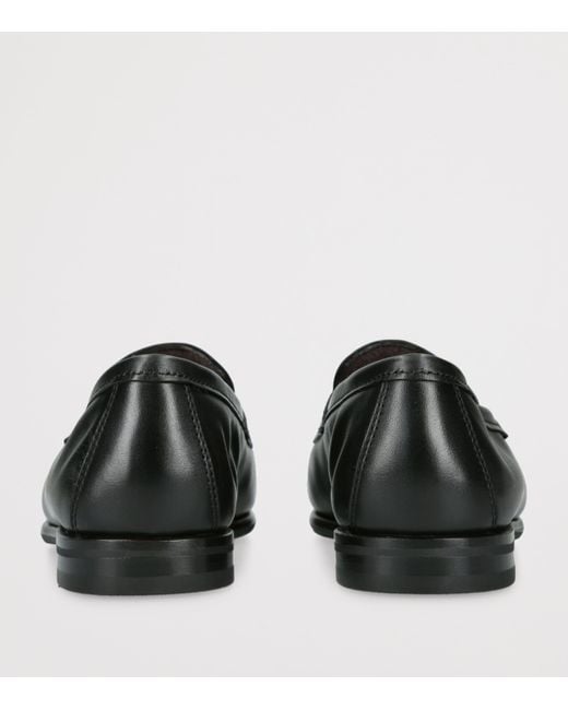 Santoni Black Leather Carlo Loafers for men