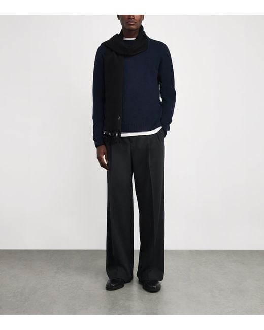 John Smedley Blue Cashmere Crew-Neck Sweater for men