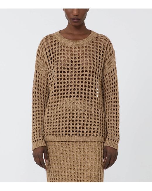 Max Mara Natural Cotton Open-Knit Sweater