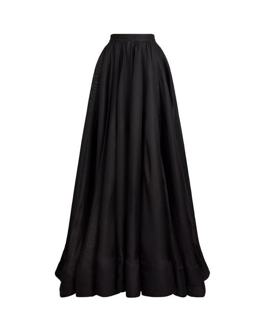 Ralph Lauren Black Silk Gazar Ivanna Maxi Skirt