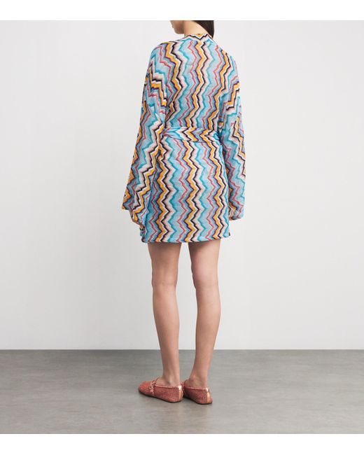 Missoni Blue Metallic-Knit Beach Cover-Up