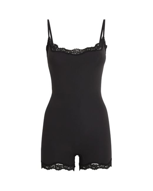 Skims Black Lace-Trim Fits Everybody Onesie