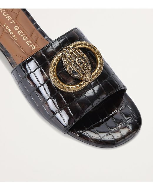 Kurt Geiger Black Patent Chelsea Flat Sandals
