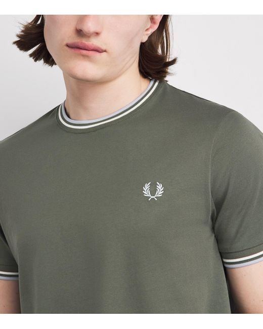 Fred Perry Gray Cotton Twin Tipped T-Shirt for men