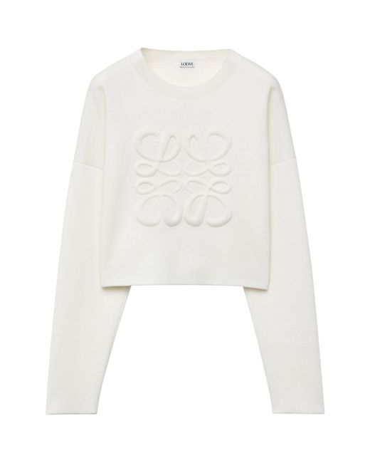 Loewe White Cropped Anagram Sweater