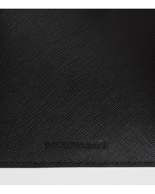 Emporio Armani Black Saffiano Leather Passport Holder for men